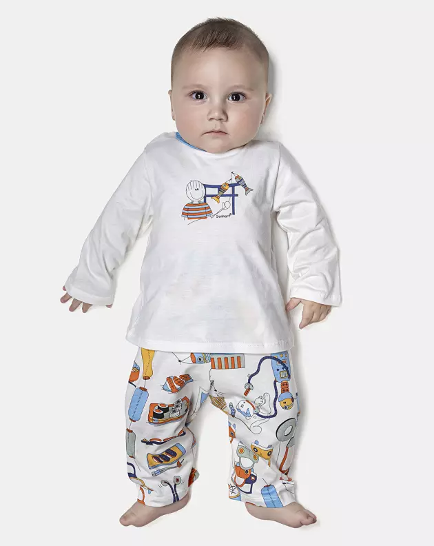 Pijama Masculino Bebê Manga Longa e Calça