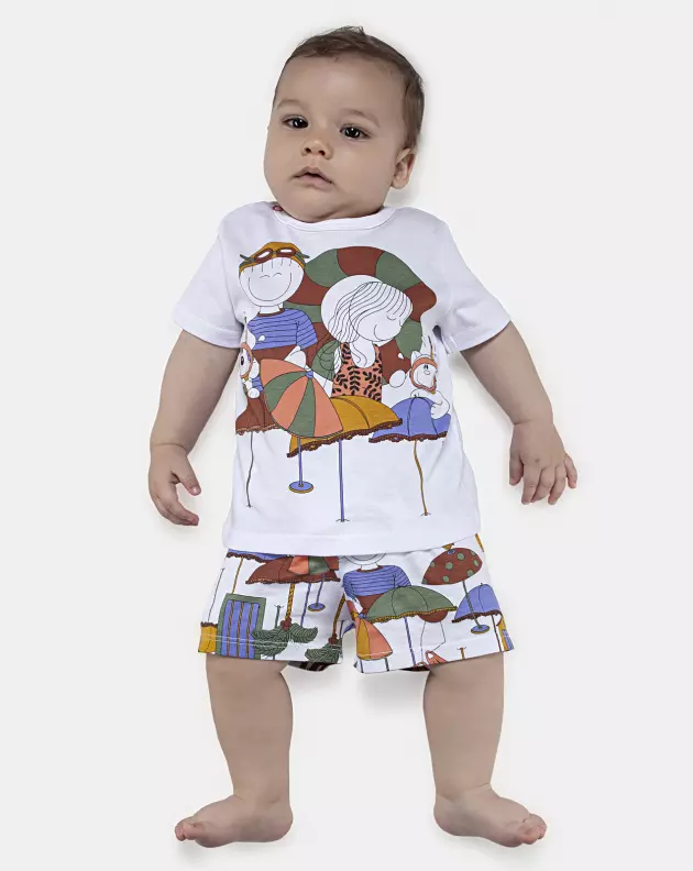 Pijama Masculino Bebê Manga Curta e Short