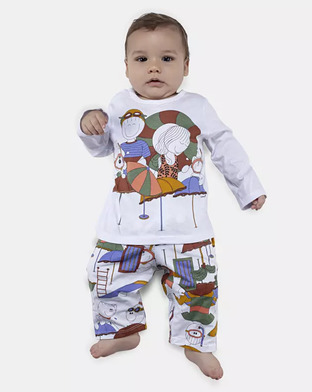 Pijama Masculino Bebê Manga Longa e Calça