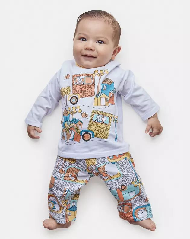 Pijama Masculino Bebe Manga Longa e Calça