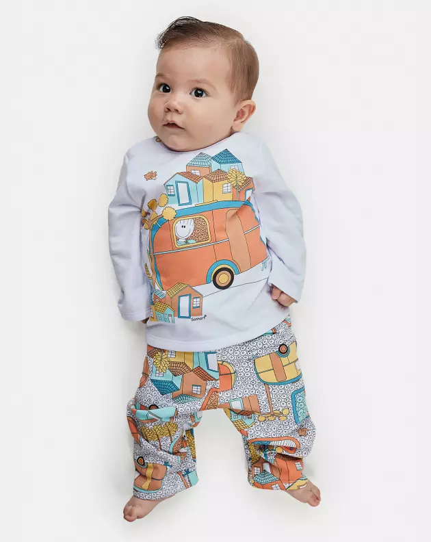 Pijama Masculino Bebe Manga Longa e Calça Moletinho