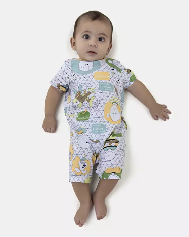 Macacão Masculino Bebe Manga Curta