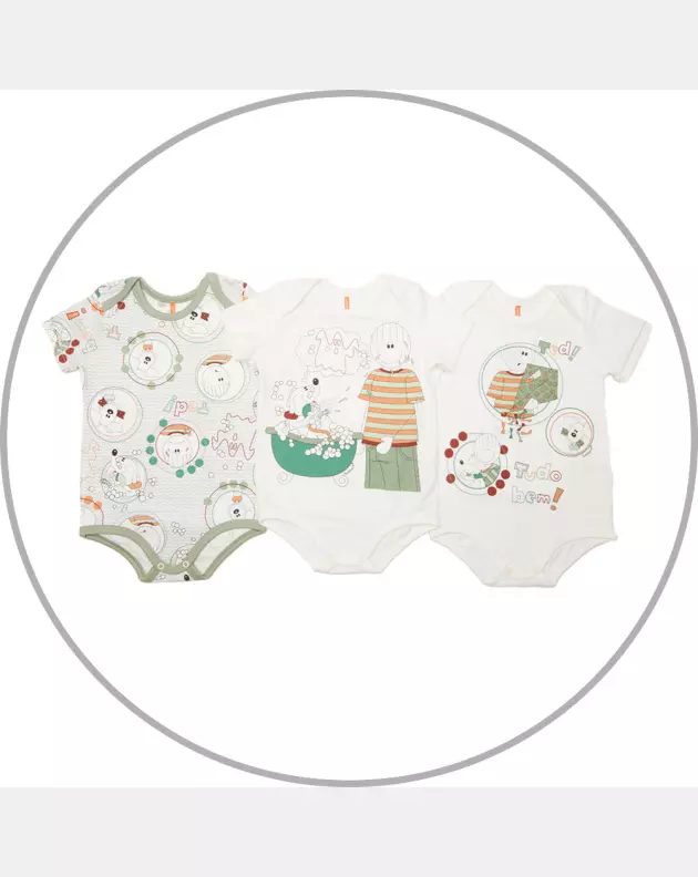Kit Body Masculino Bebe Manga Curta