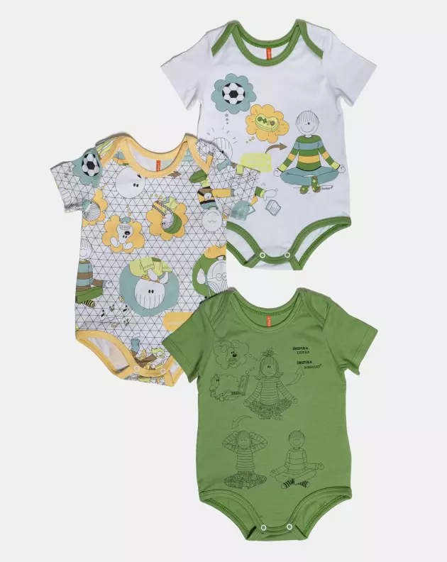 Kit Body Masculino Bebe Manga Curta