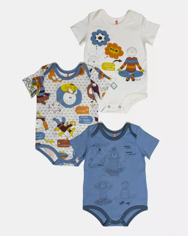 Kit Body Masculino Bebe Manga Curta
