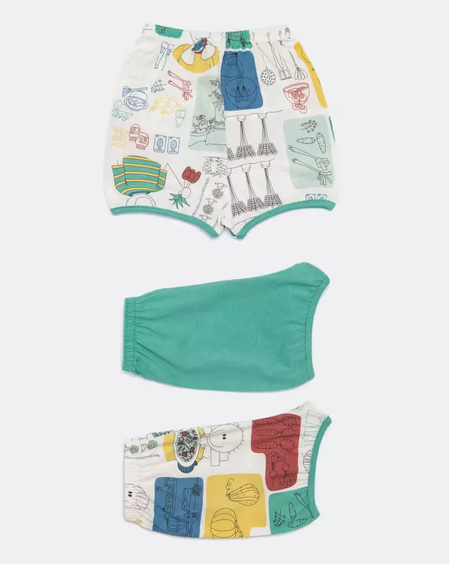 Kit mijão Curto Bebê Menino 3 Peças Estampado