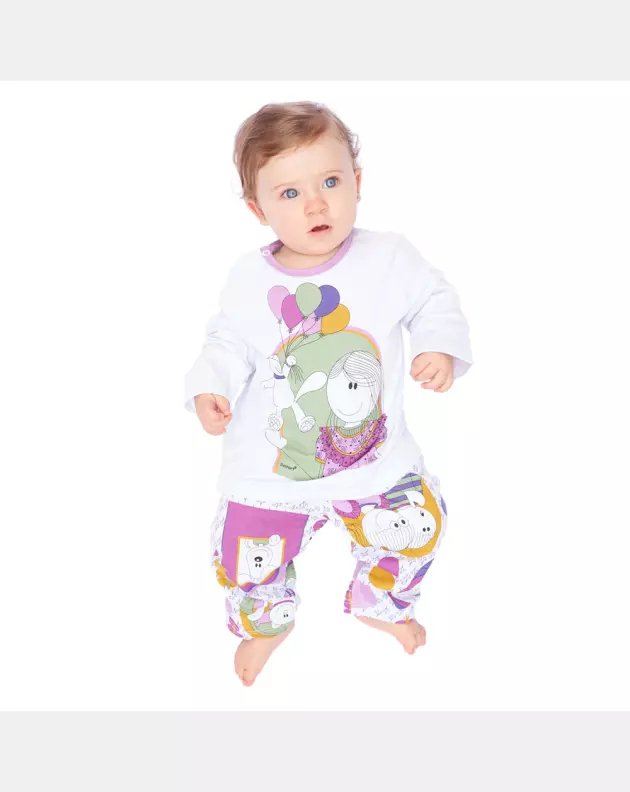 Pijama Feminino Bebe Manga Longa e Calça