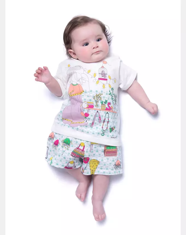 Conjunto Feminino Bebe Manga Curta e Short