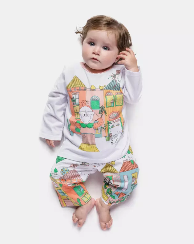 Pijama manga longa e calça 
