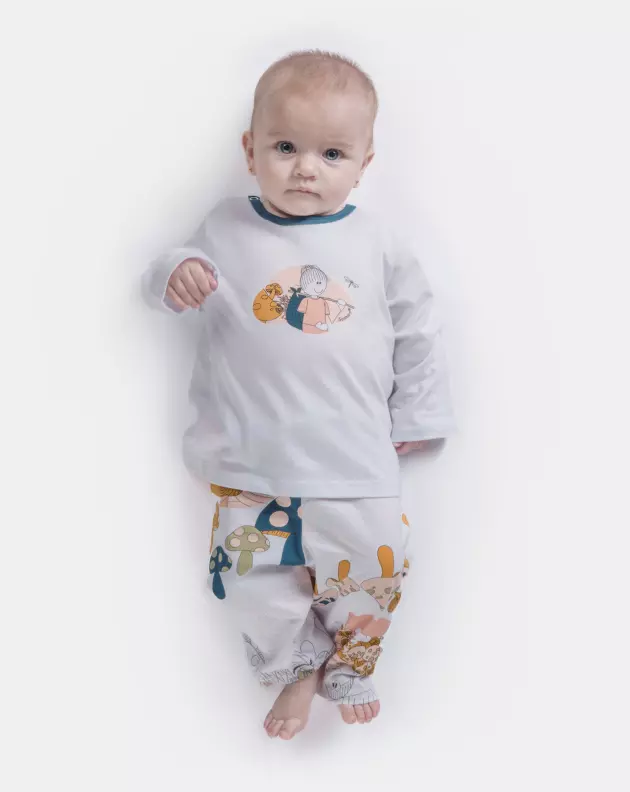 Pijama Bebê Menina manga longa e calça Estampada