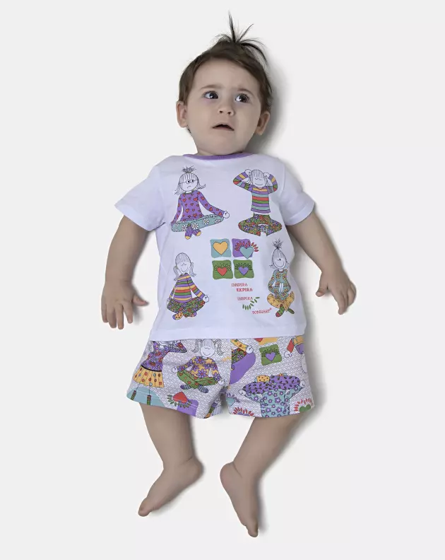 Pijama Feminino Bebe Manga Curta e Short