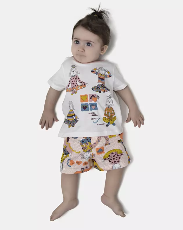 Pijama Feminino Bebe Manga Curta e Short