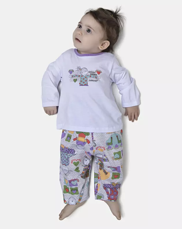 Pijama Feminino Bebe Manga Longa e Calça
