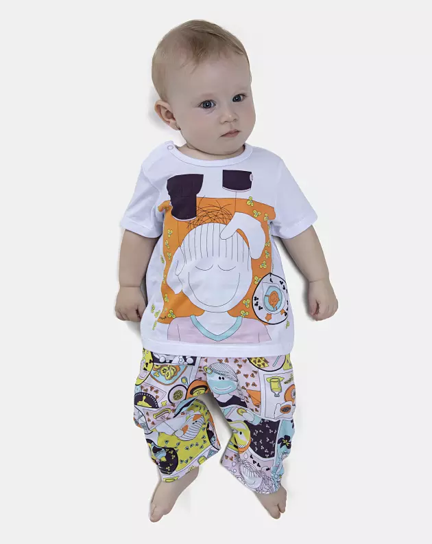 Pijama Feminino Bebe Manga Curta e Calça