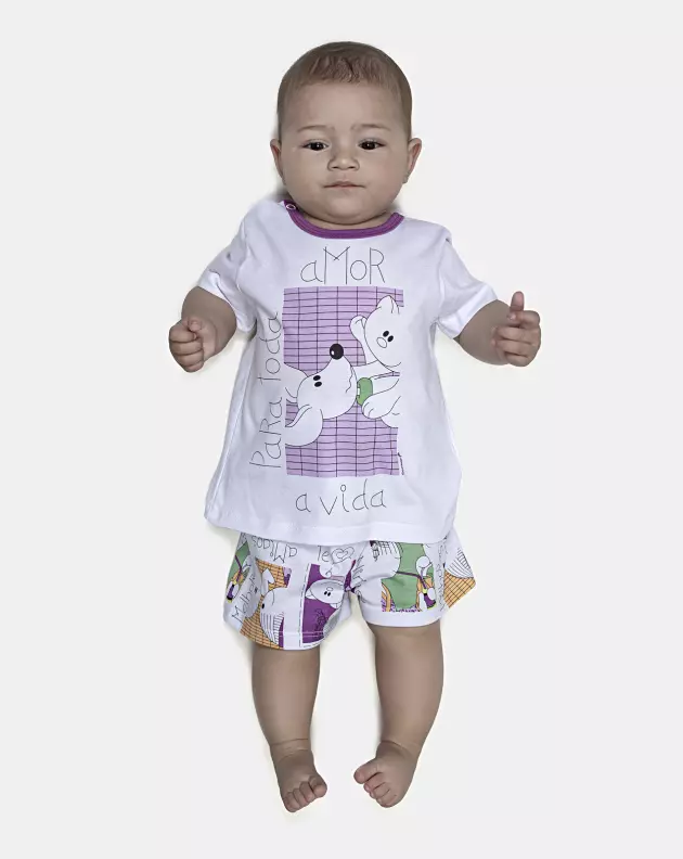 Pijama Feminino Bebe Manga Curta e Short