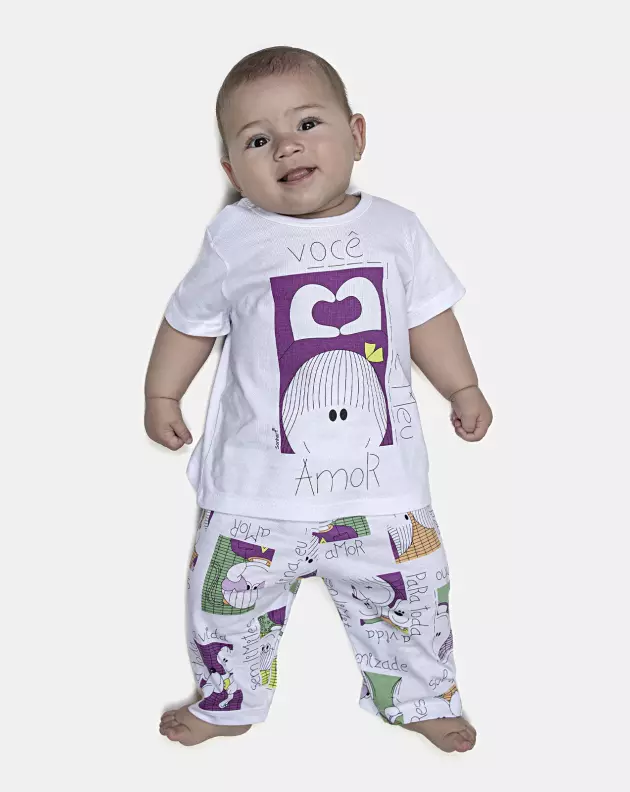 Pijama Feminino Bebe Manga Curta e Calça