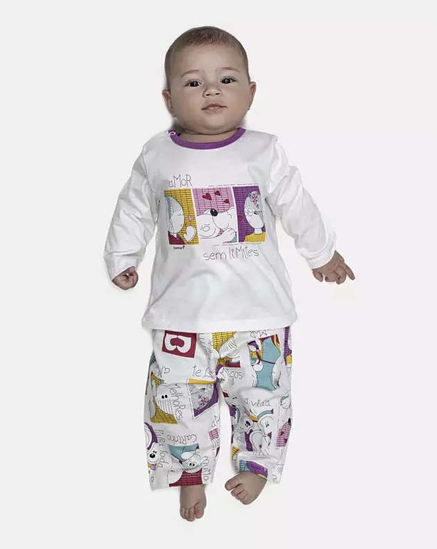 Pijama Feminino Bebe Manga Longa e Calça