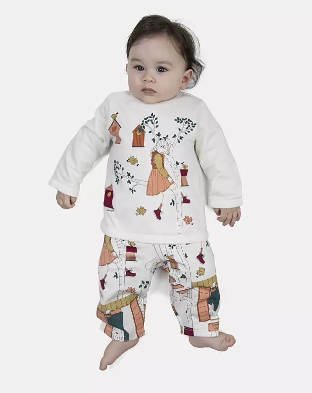 Pijama Feminino Bebe Manga Longa e Calça