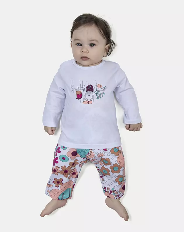 Pijama Feminino Bebe Manga Longa e Calça