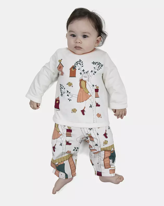 Pijama Feminino Bebe Manga Longa e Calça Moletinho