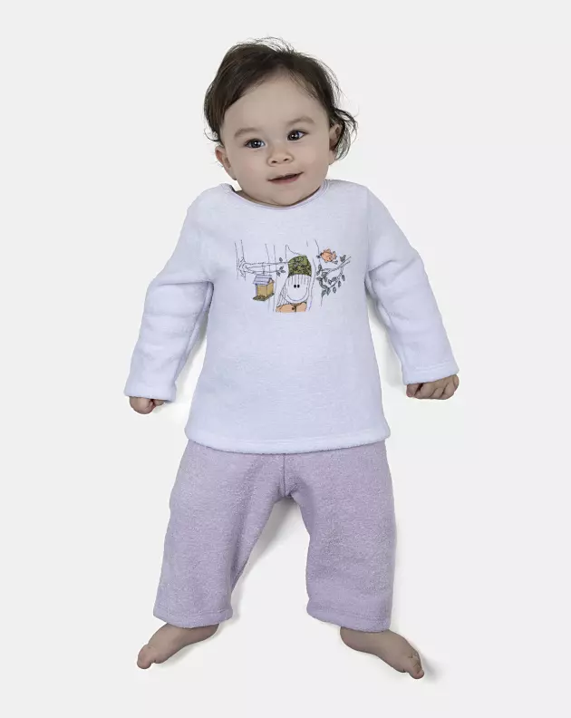 Pijama Feminino Bebe Manga Longa e Calça Plush
