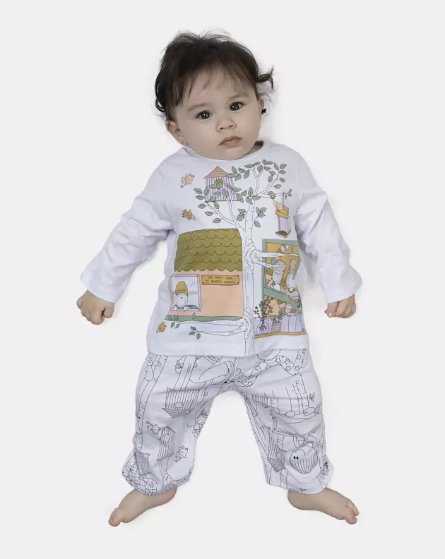Pijama Feminino Bebe Manga Longa e Calça