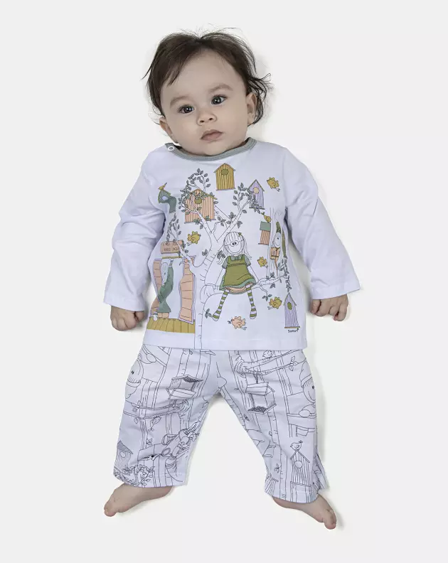 Pijama Feminino Bebe Manga Longa e Calça