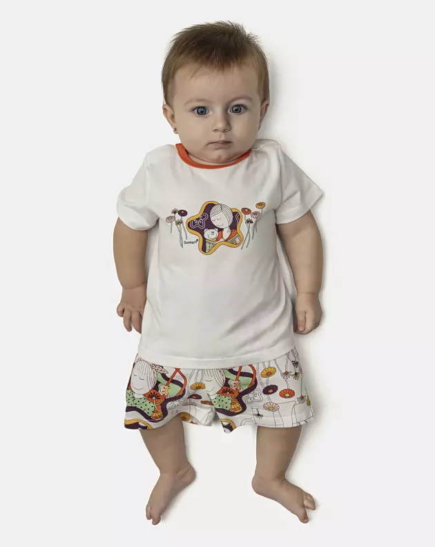 Pijama Feminino Bebê Manga Curta e Short