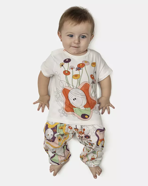 Pijama Feminino Bebê Manga Curta e Calça