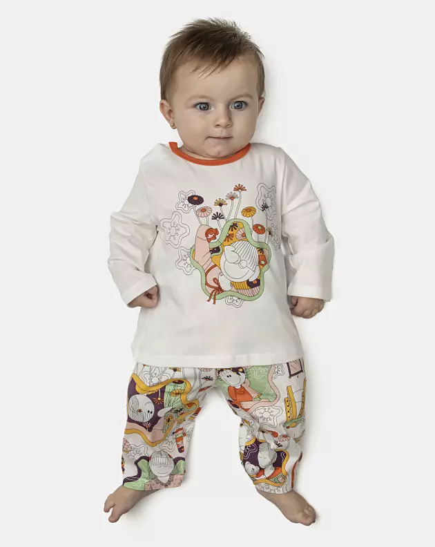 Pijama Feminino Bebê Manga Longa e Calça