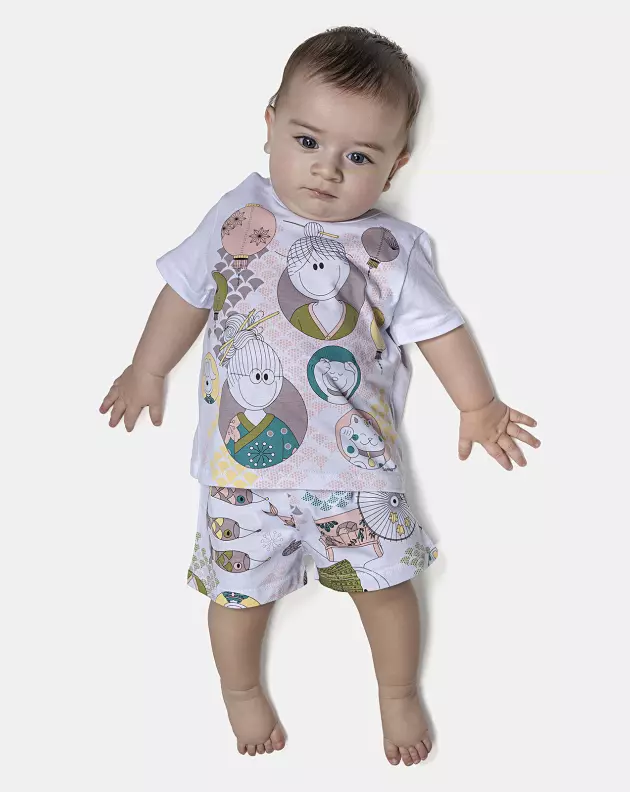Pijama Feminino Bebê Manga Curta e Short