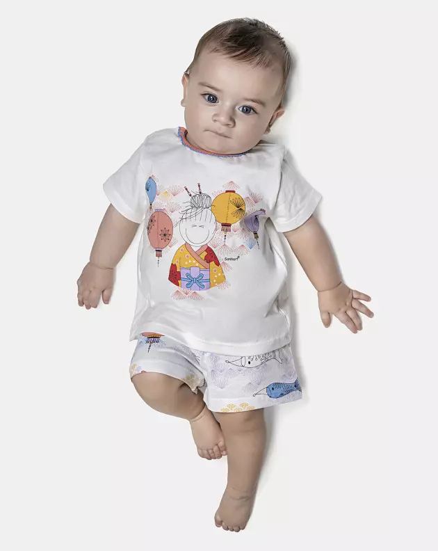 Pijama Feminino Bebê Manga Curta e Short