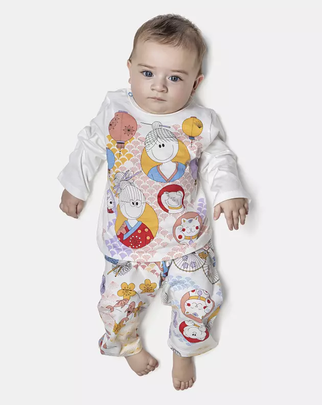 Pijama Feminino Bebê Manga Longa e Calça