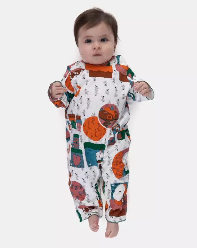 Loja sonhart Homewear Macacão Manga Longa Tic-Tac Bebê Menina Estampado