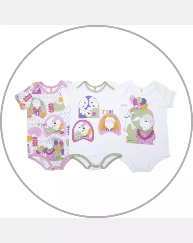 Kit Body Feminino Bebe Manga Curta 