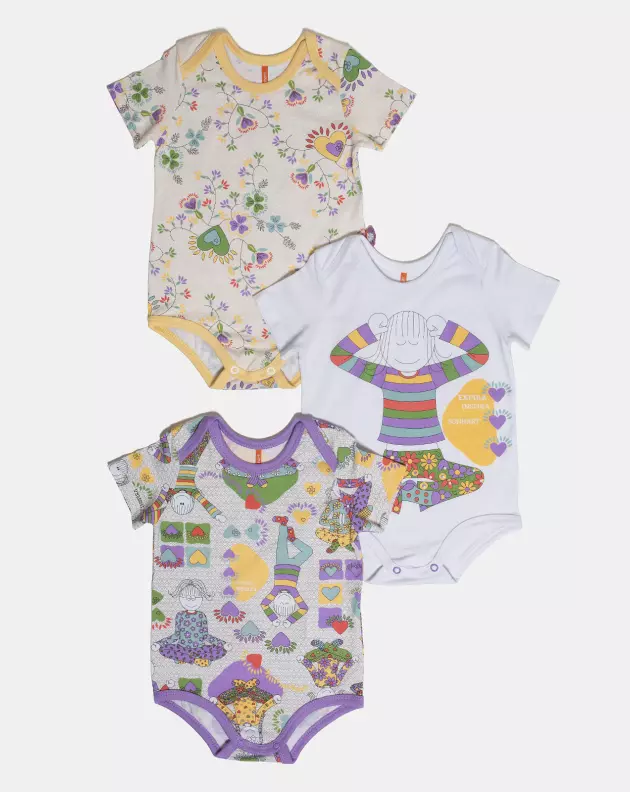 Kit Body Feminino Bebe Manga Curta