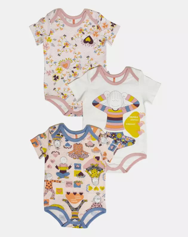 Kit Body Feminino Bebe Manga Curta