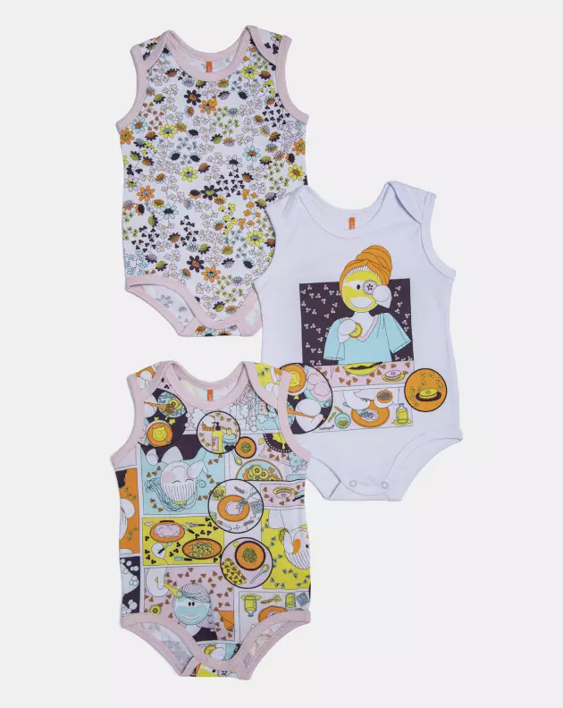 Kit Body Feminino Bebe Sem Mangas 