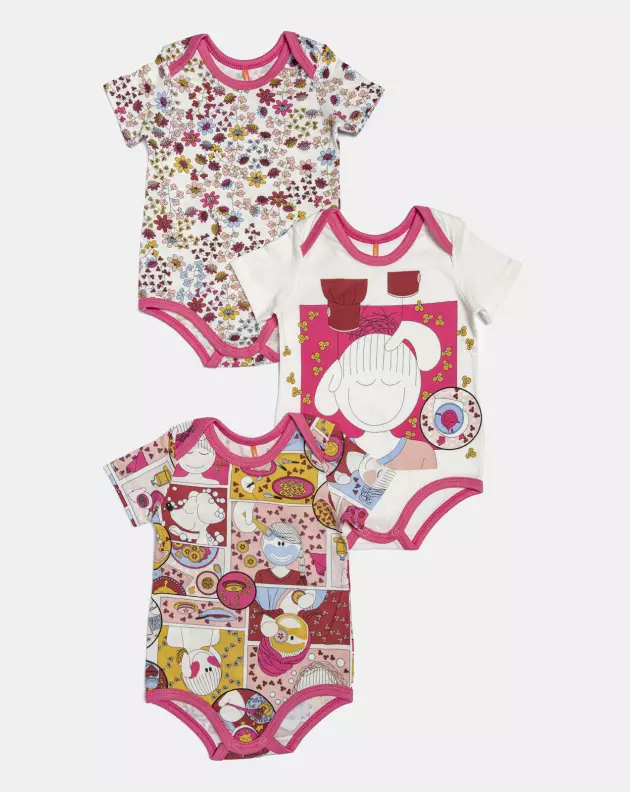 Kit Body Feminino Bebe Manga Curta