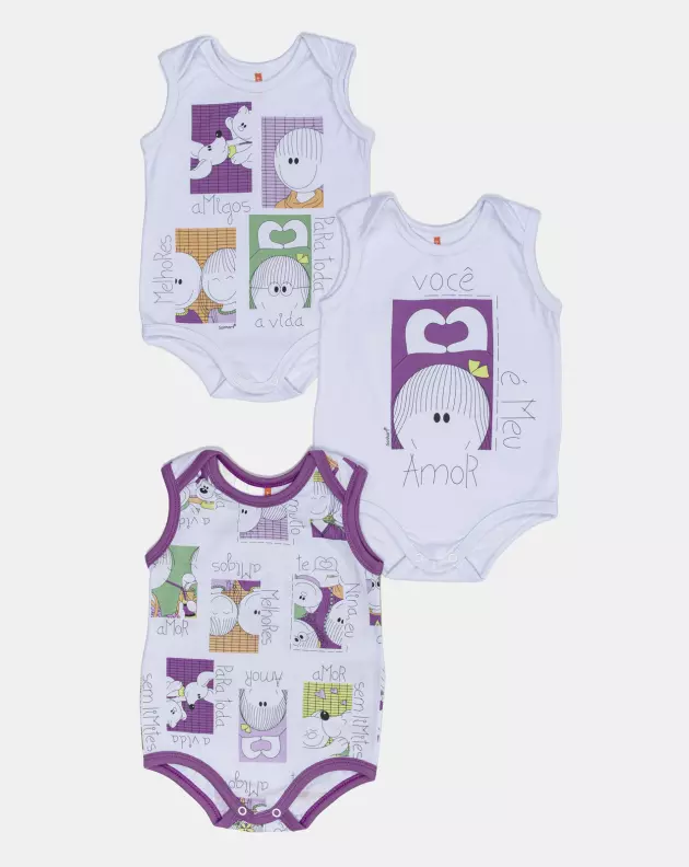Kit Body Feminino Bebe Sem Mangas 