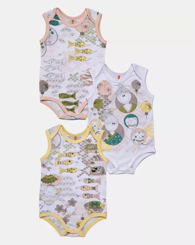 Kit Body Feminino Bebê Sem Mangas 