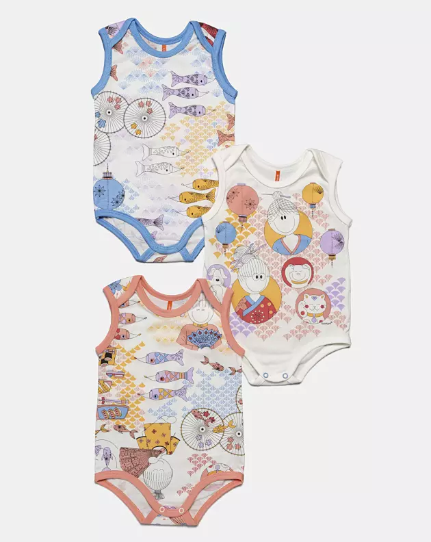 Kit Body Feminino Bebê Sem Mangas 