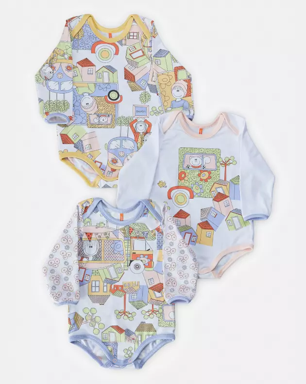 Kit Body Bebe Manga Longa Feminino