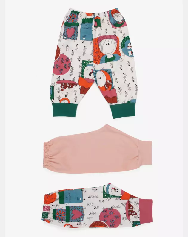 Kit Mijão Longo Bebê Menina 3 Peças Estampadas