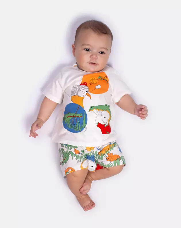 Pijama Bebê Sonhart Unissex manga curta e short Estampado 