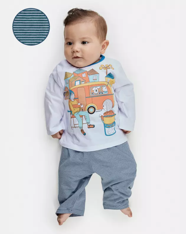 Pijama Unissex Bebê Manga Longa e Calça