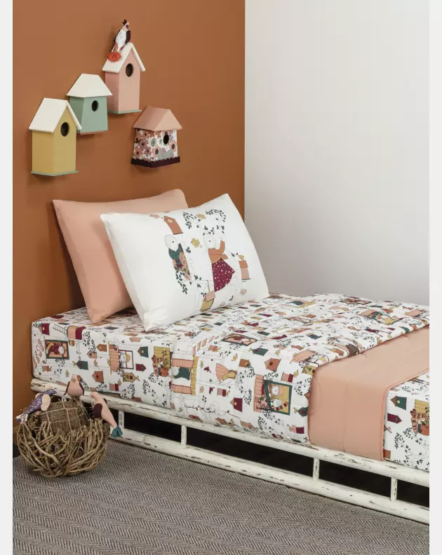 Lençol Elástico com Fronhas Berço Feminino