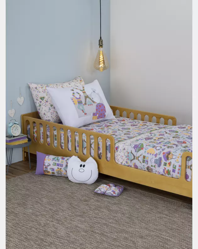Lençol Elástico com Fronhas Berço Feminino