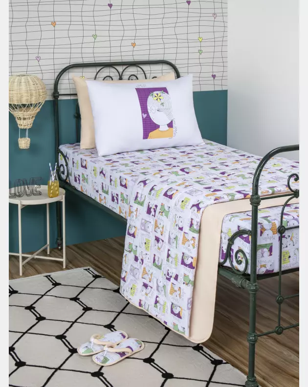 Lençol Elástico com Fronhas Berço Feminino