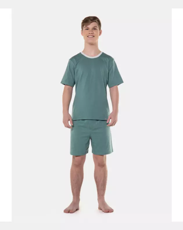 Pijama Masculino Adulto manga curta e short Verde